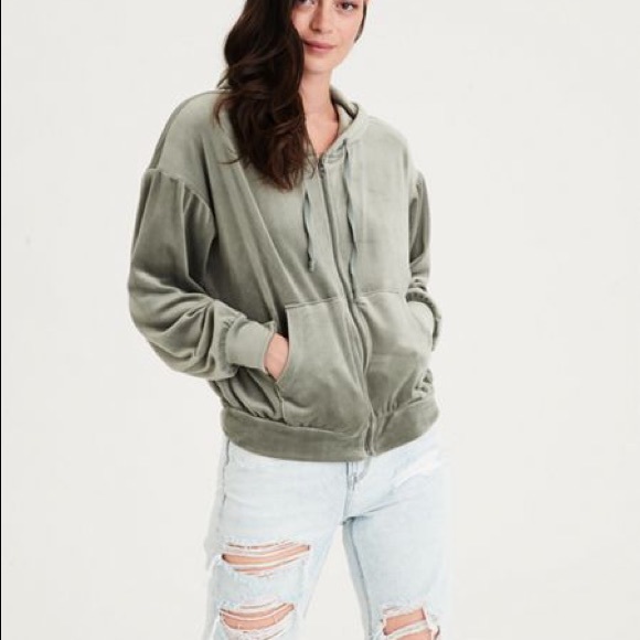 AE soft slouchy velour zip fleece - Picture 3 of 3